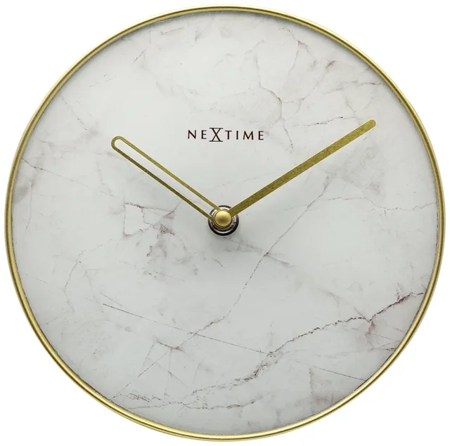 nextime-marble-tischuhr-wanduhr-glas-20-cm-marmor-gold-lautlos image 1