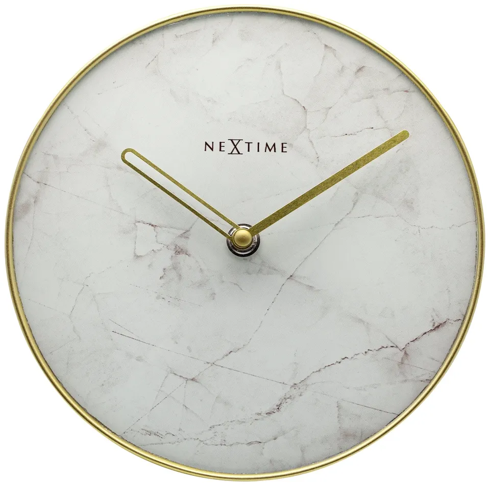 nextime-marble-tischuhr-wanduhr-glas-20-cm-marmor-gold-lautlos image 1
