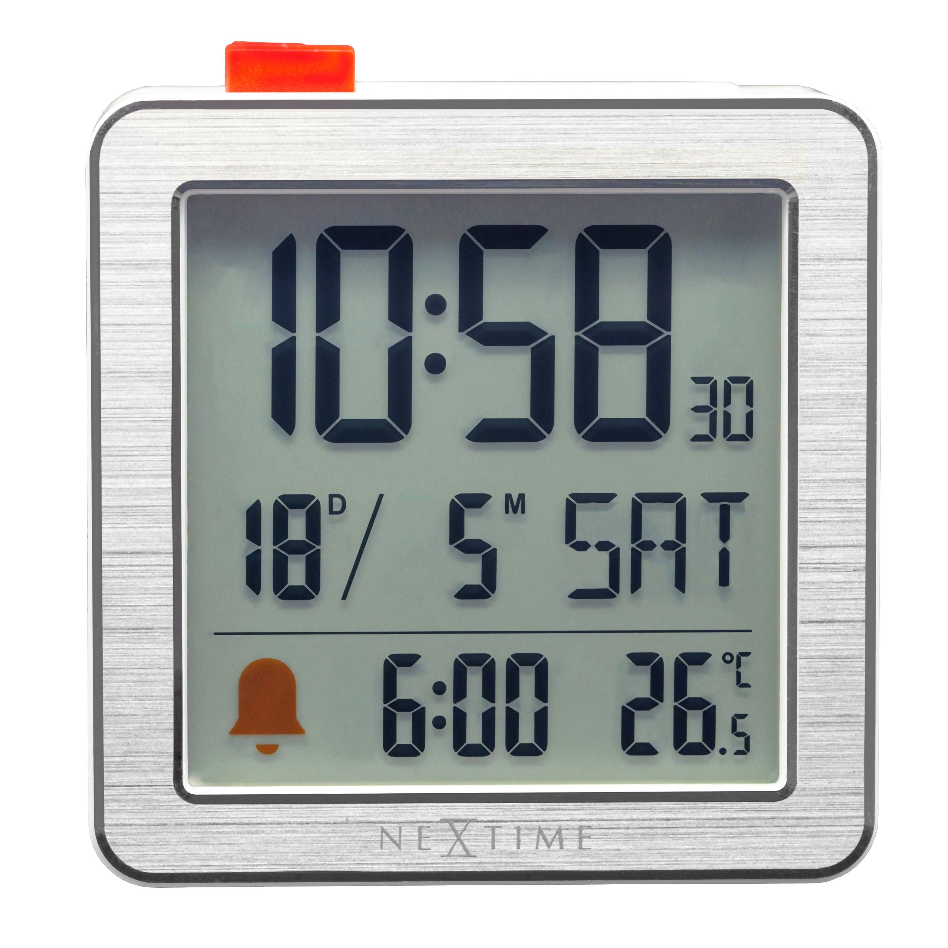 nextime-mini-digitale-tischuhr-wecker-6x6-4x2-1-cm-metall-abs-mit-temperatur image 1
