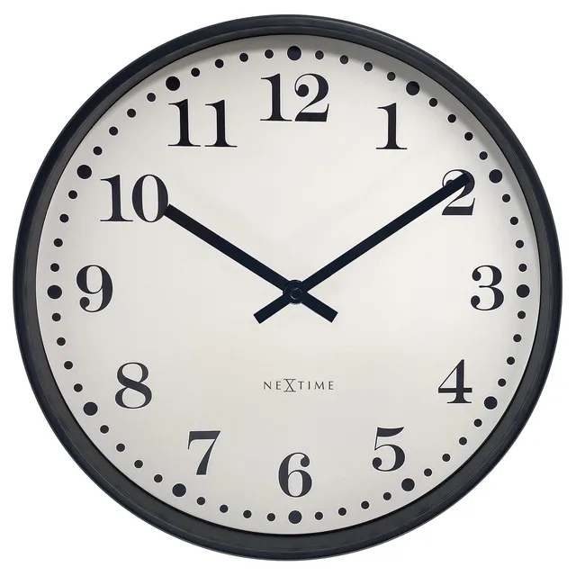 nextime-dickens-wanduhr-30-cm-schwarz-wei-lautlos image 1