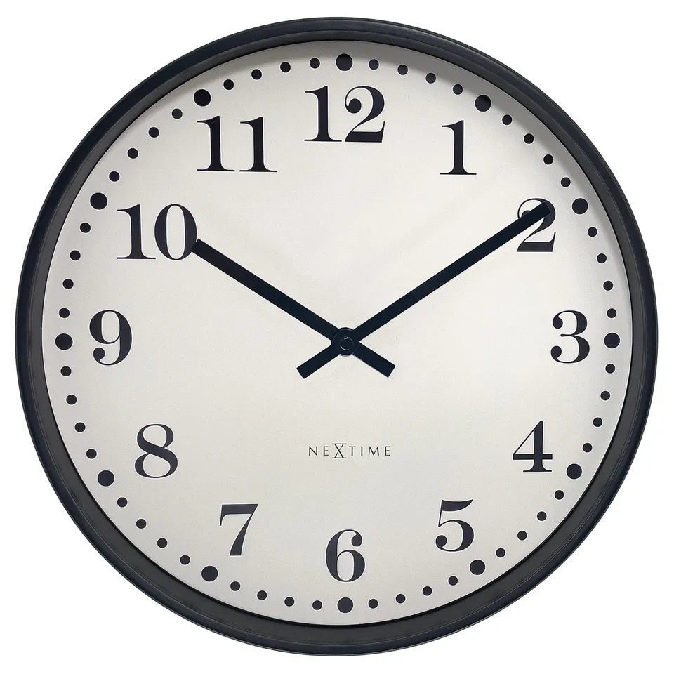 nextime-dickens-wanduhr-30-cm-schwarz-wei-lautlos image 1