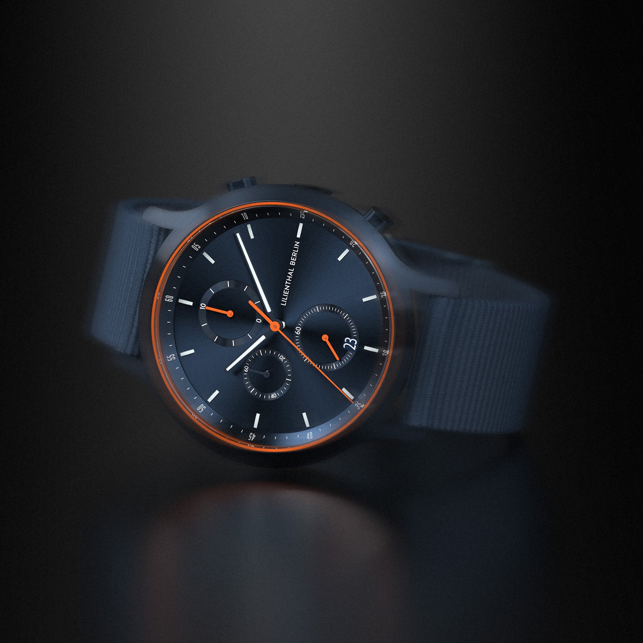 lilienthal-berlin-chronograph-blue-orange-herrenuhr image 3