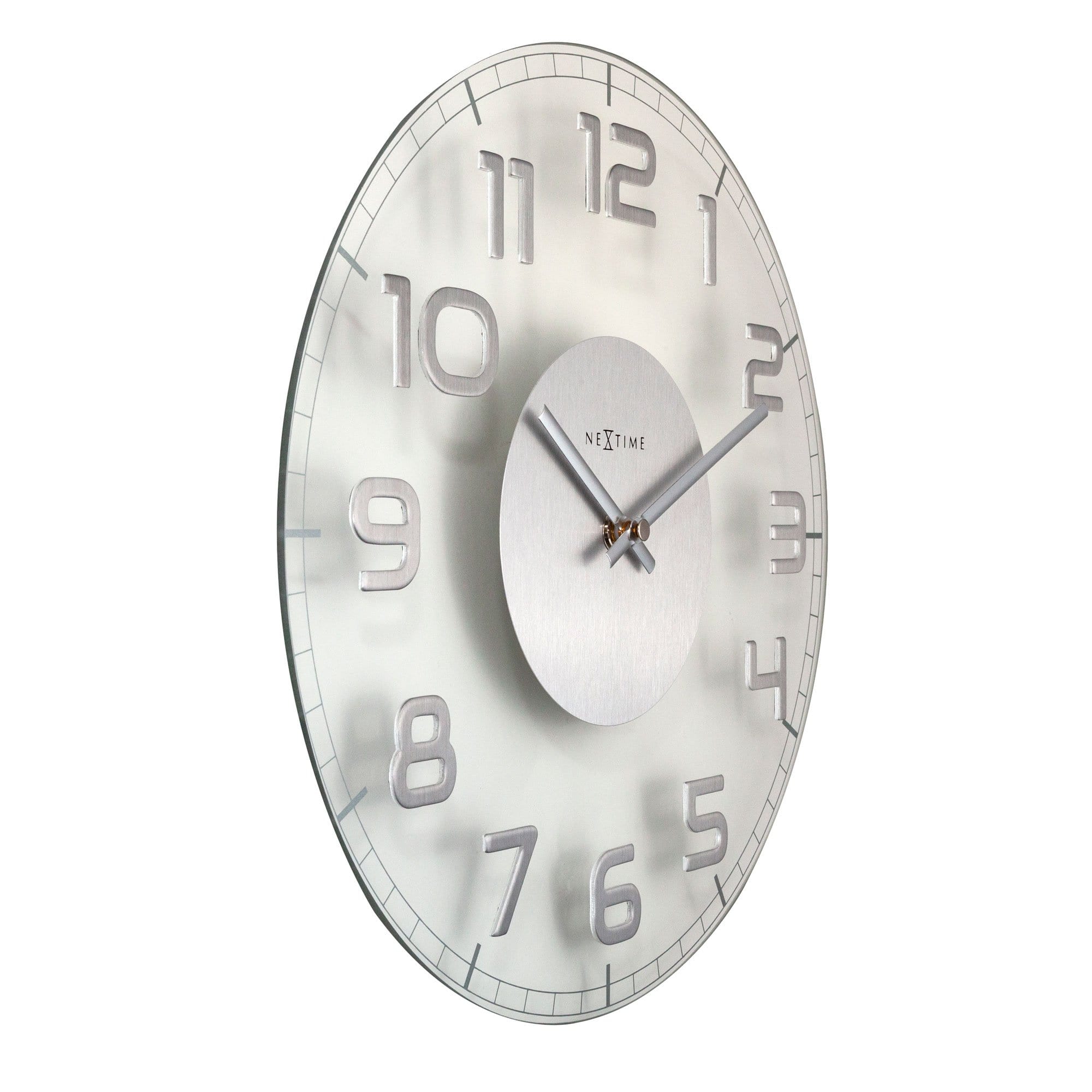 nextime-classy-round-wanduhr-30-cm-lautlos-glas-schwarz-wei image 7