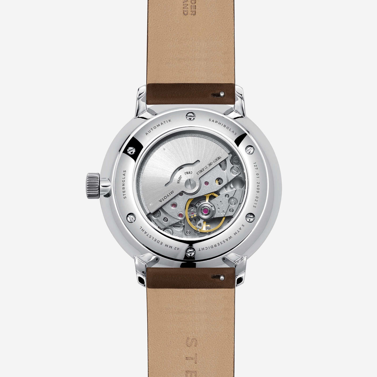 sternglas-naos-xl-automatik-herrenuhr-42-mm-silber-mit-lederarmband image 5
