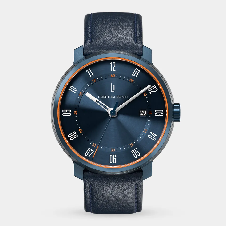 lilienthal-berlin-neolux-automatikuhr-blue-orange image 1