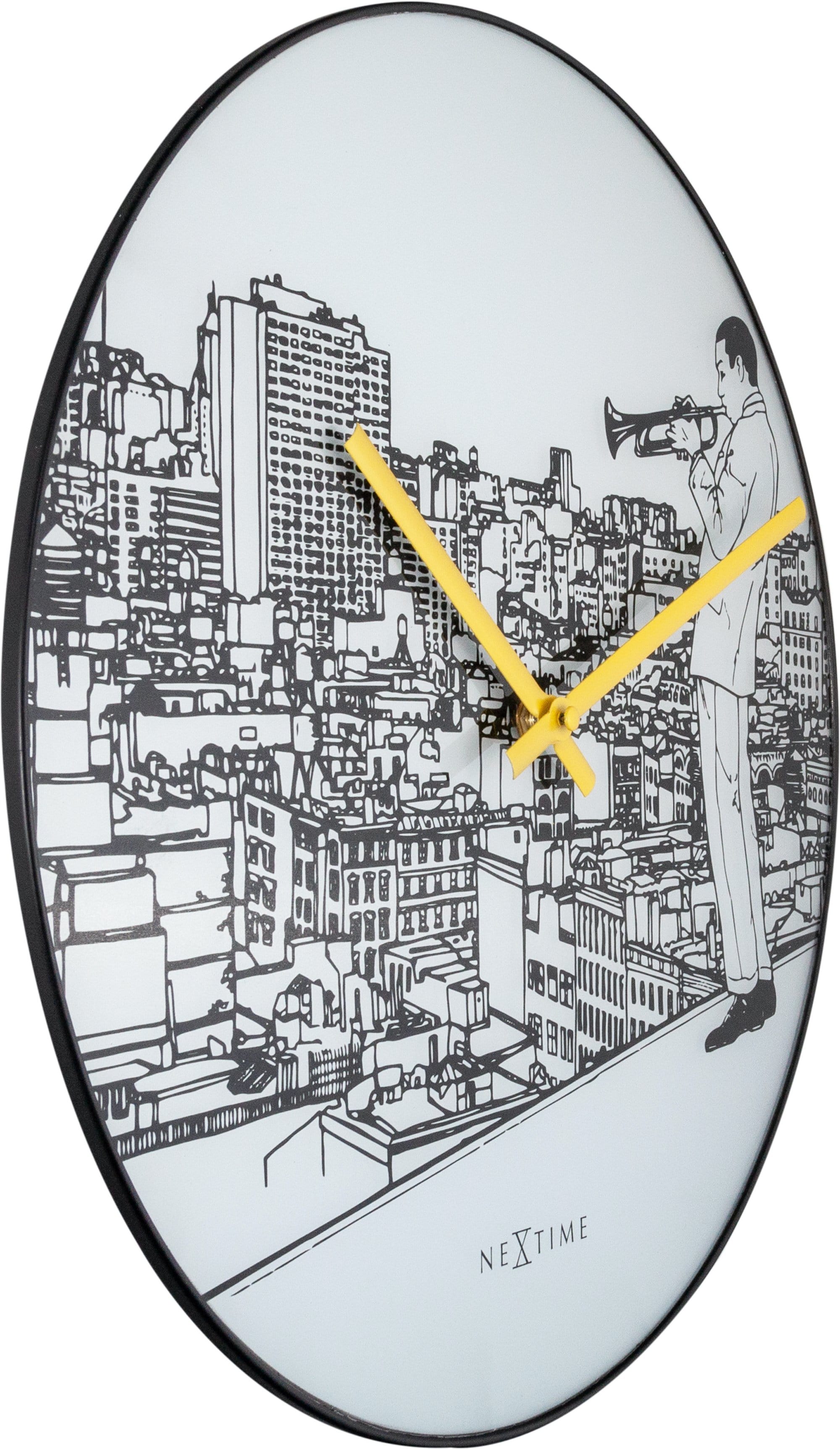 nextime-trumpet-city-wanduhr-40-cm-glas-metall image 2