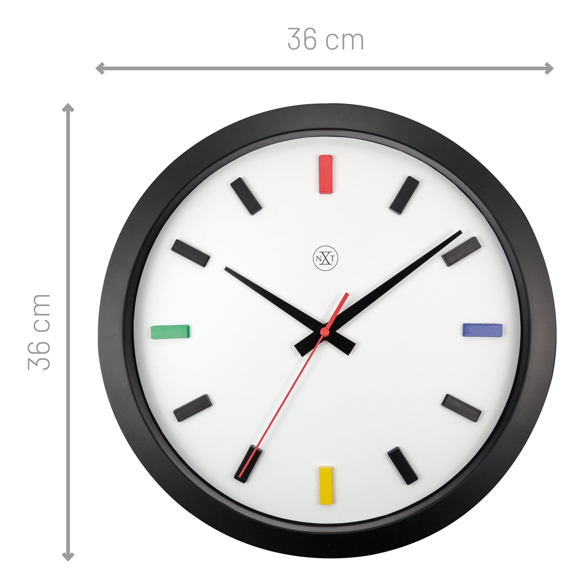 nextime-mix-wanduhr-36-cm-lautlos-kunststoff-schwarz-bunt image 5