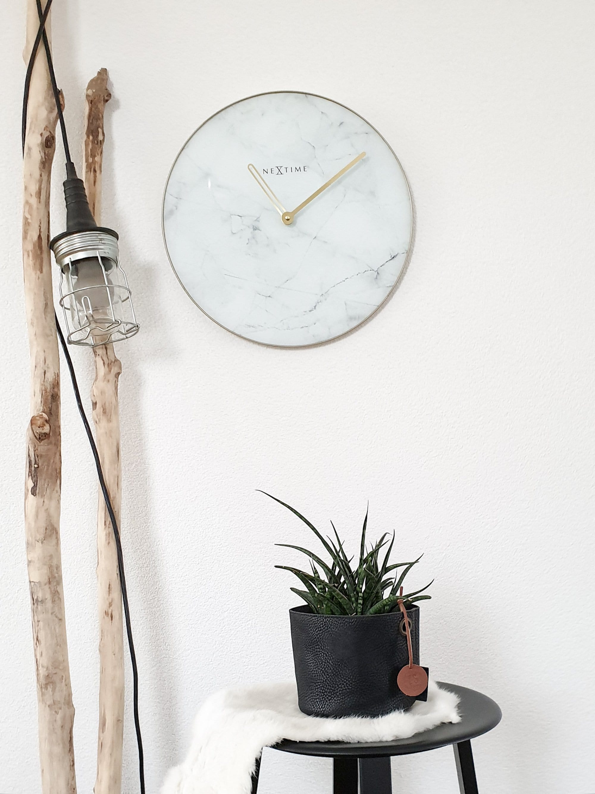 nextime-marble-wanduhr-40-cm-glas-metall-wei-marmor-gold image 7