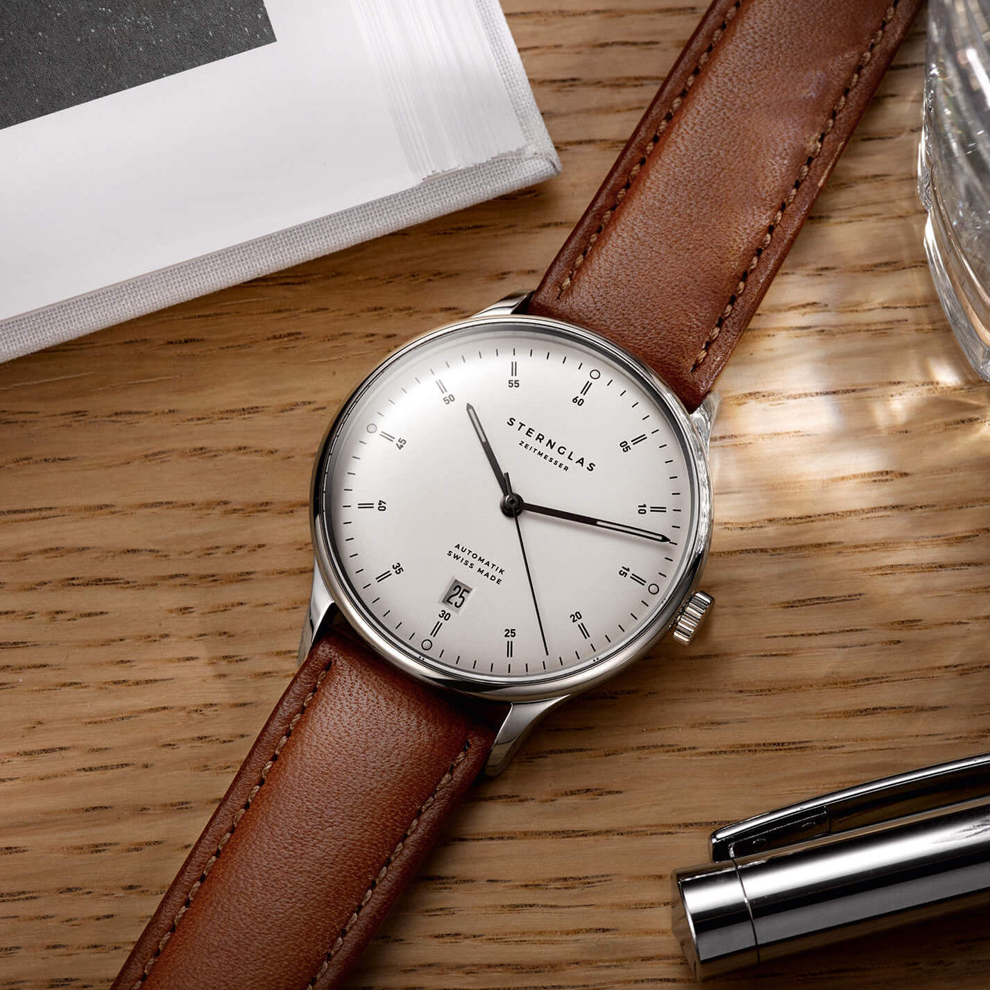 sternglas-kanton-2-0-silber-modena-braun-39-mm-unisex-uhr image 8
