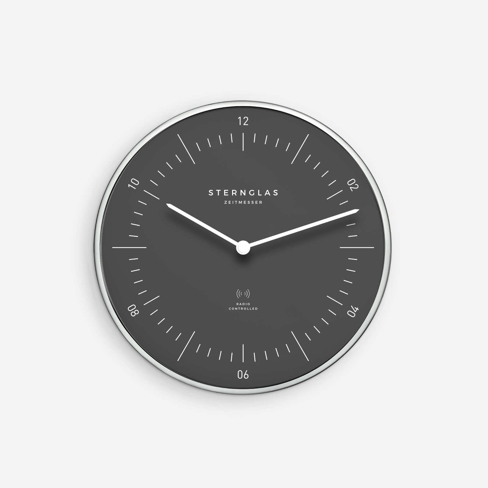 sternglas-naos-funk-wanduhr-sturmgrau-aluminium image 1