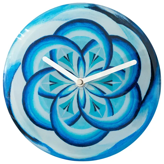 nextime-cosmo-table-tisch-wanduhr-20cm-blau-tempered-glass-lautlos image 1