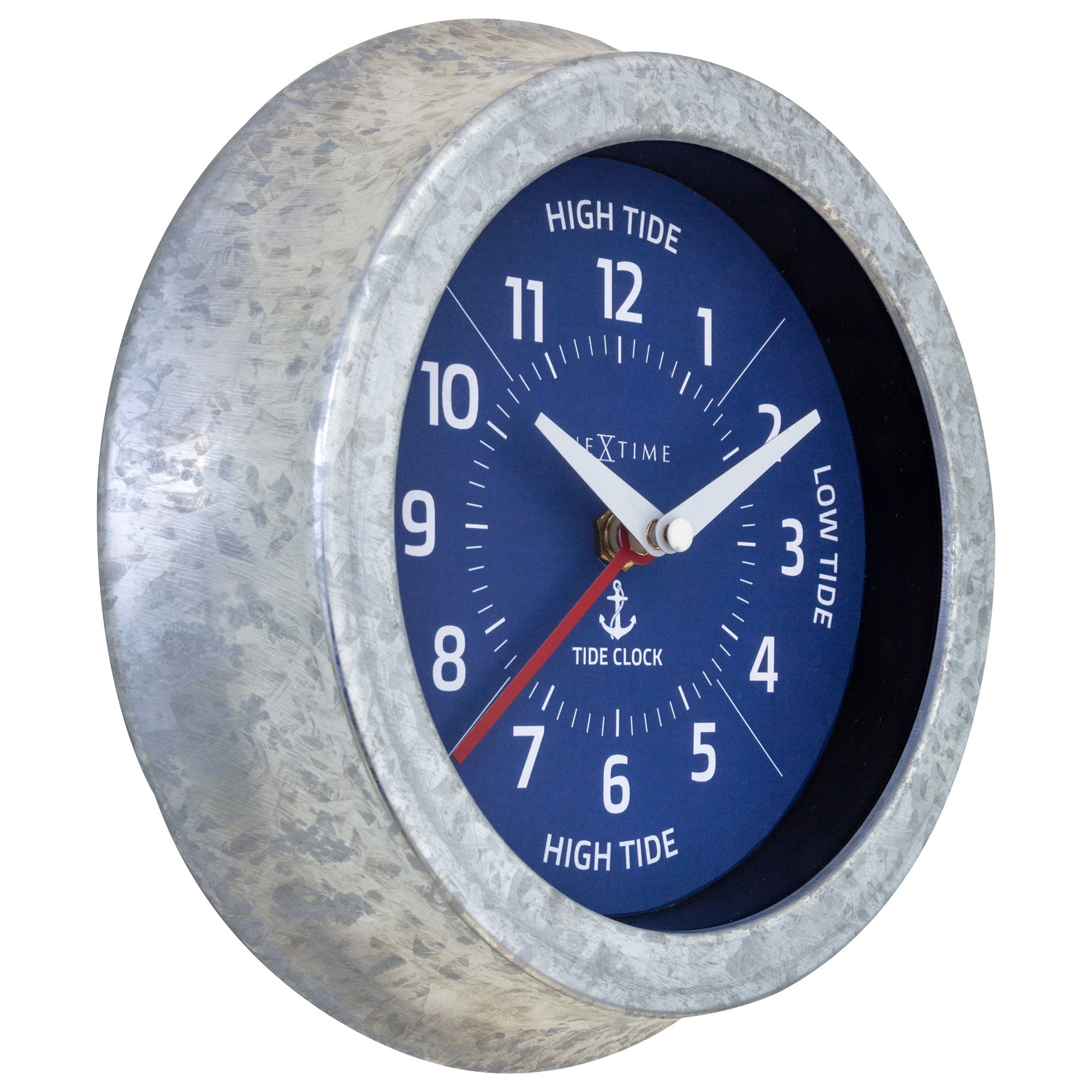 nextime-tide-wanduhr-22cm-mit-gezeiten-anzeige-galvanisiert-silber-blau image 2