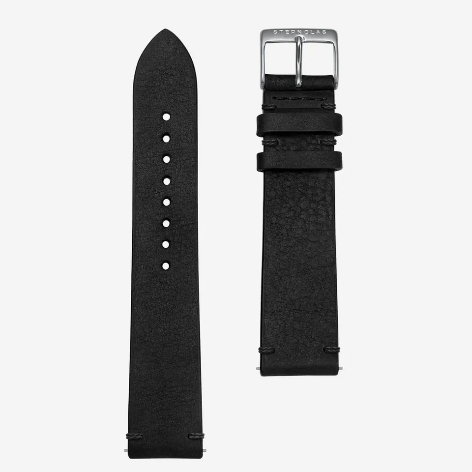 sternglas-vintage-20-leder-uhrenarmband-nero-silber-xl-20-mm image 1