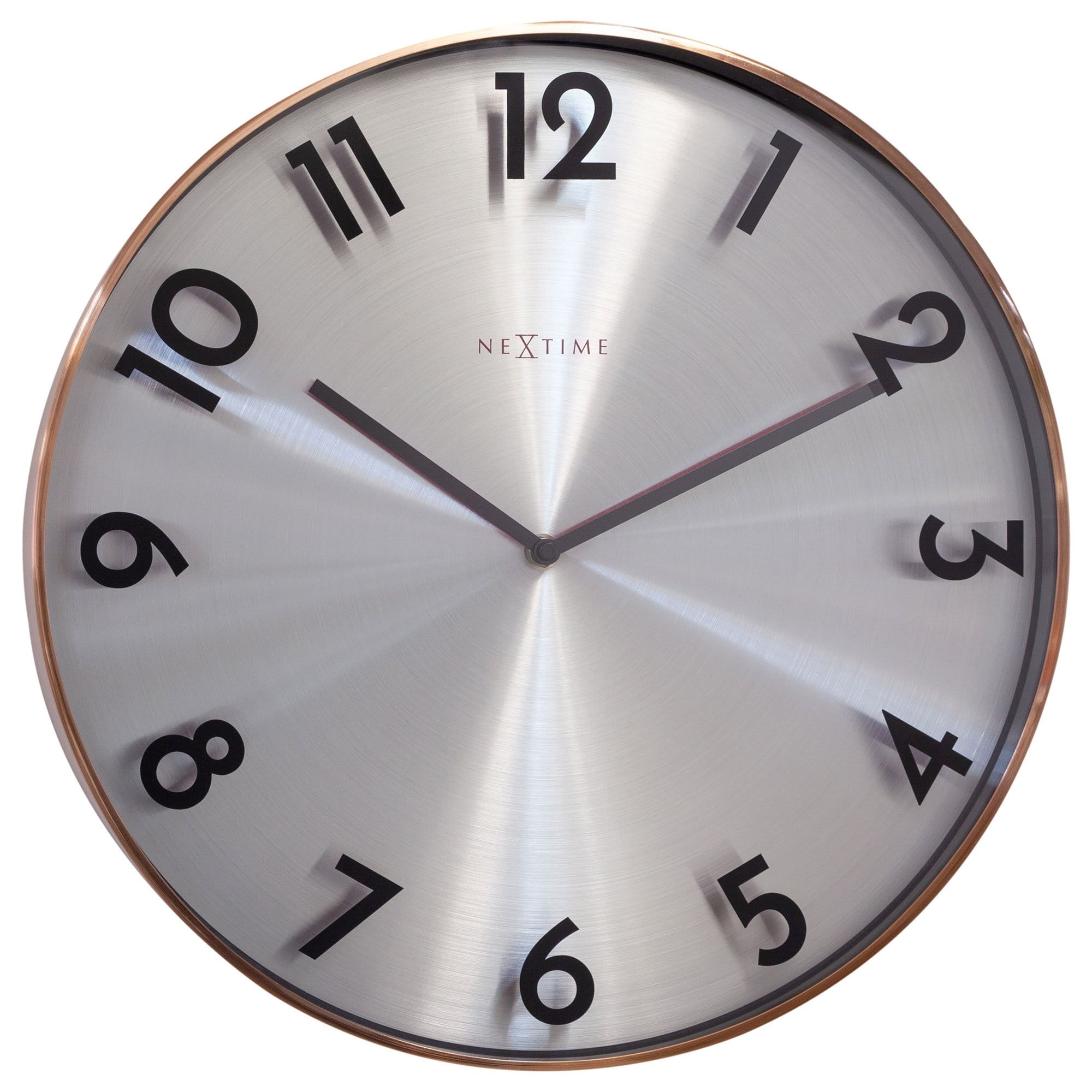 nextime-reflection-wanduhr-40cm-lautlos-metall-grau-kupfer image 1
