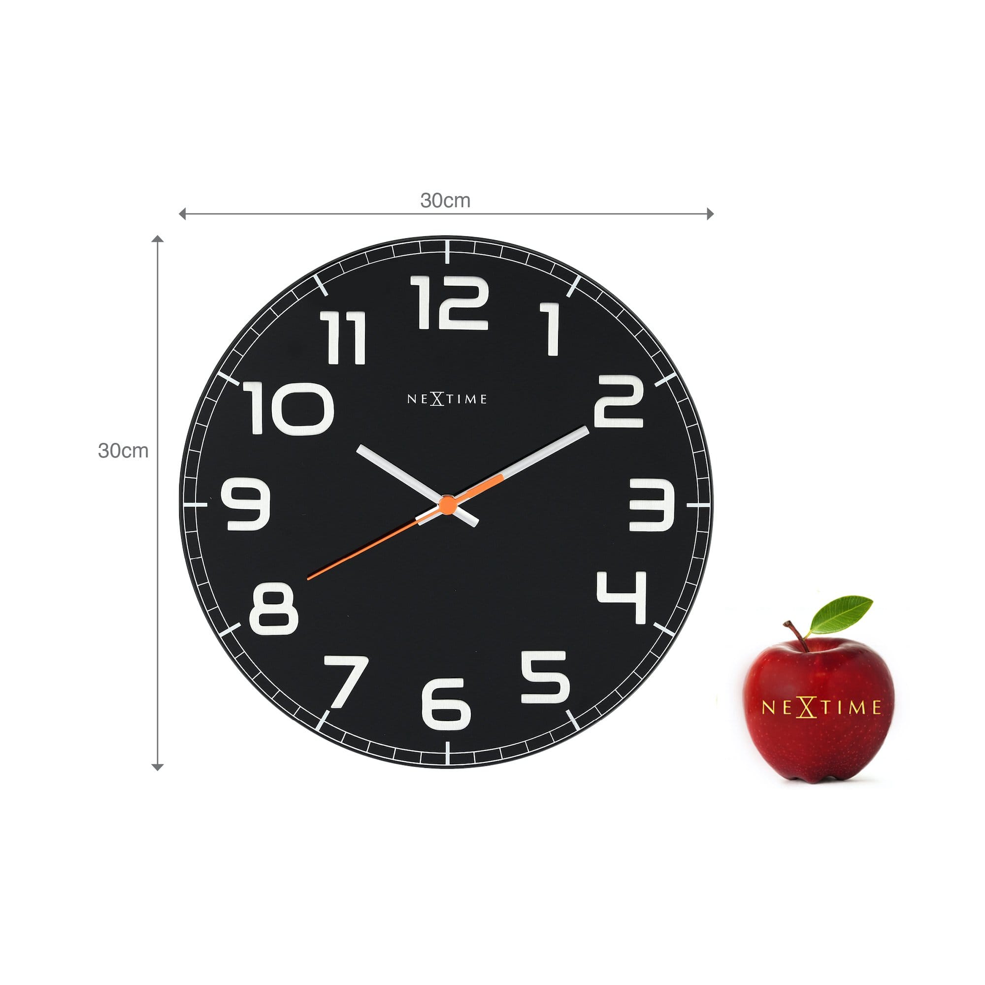 nextime-classy-round-wanduhr-30-cm-lautlos-glas-schwarz-wei image 5