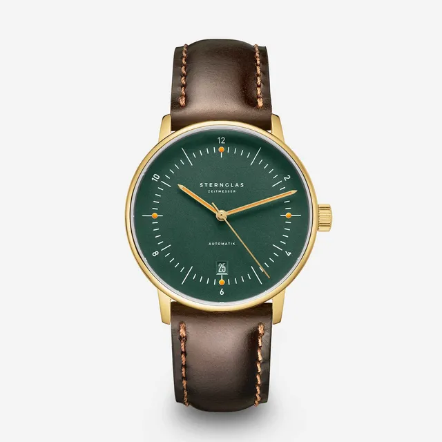 sternglas-naos-automatik-herrenuhr-38-mm-dunkelgr-n-gold-edelstahl image 1