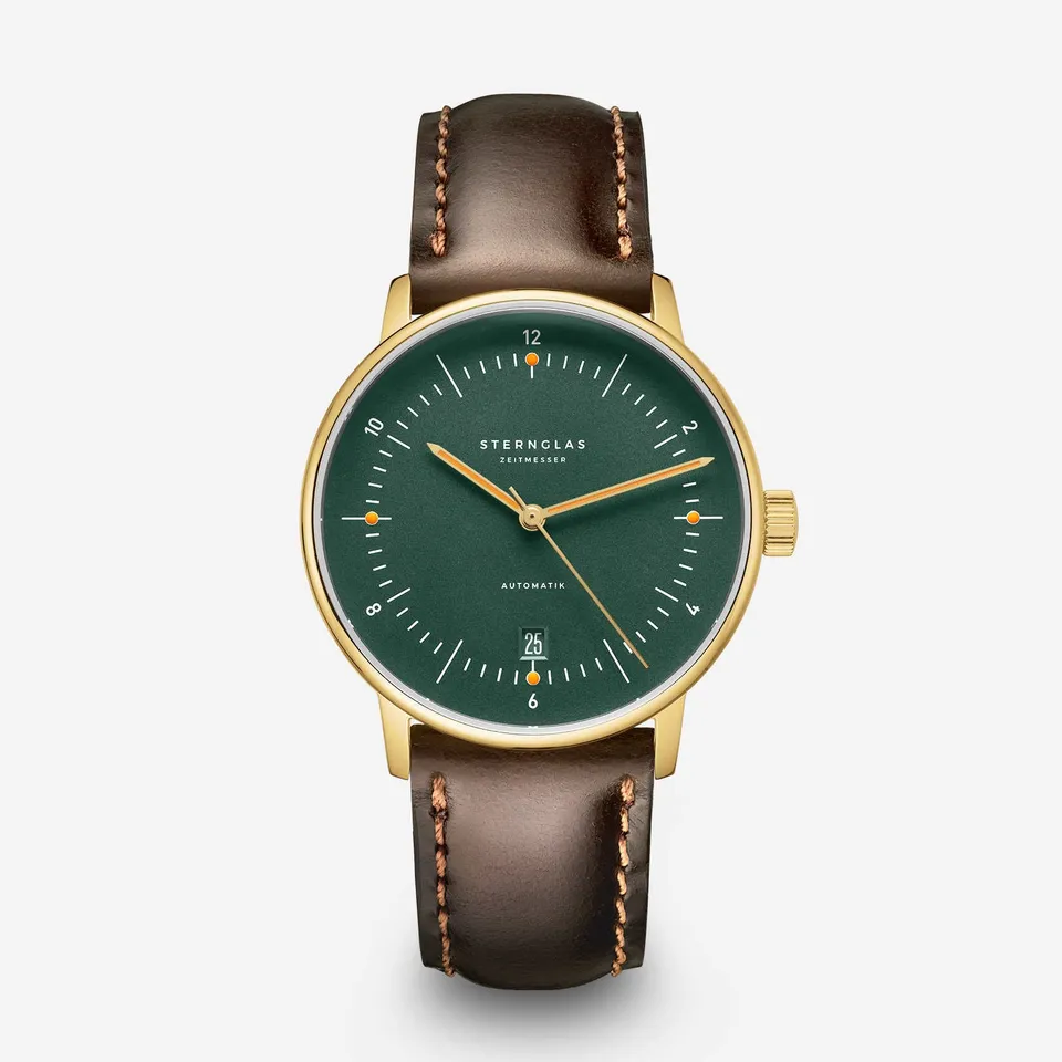 sternglas-naos-automatik-herrenuhr-38-mm-dunkelgr-n-gold-edelstahl image 1