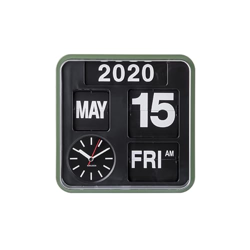 karlsson-wanduhr-mini-flip-gr-n-schwarz-24x24x10cm-mit-datum image 7