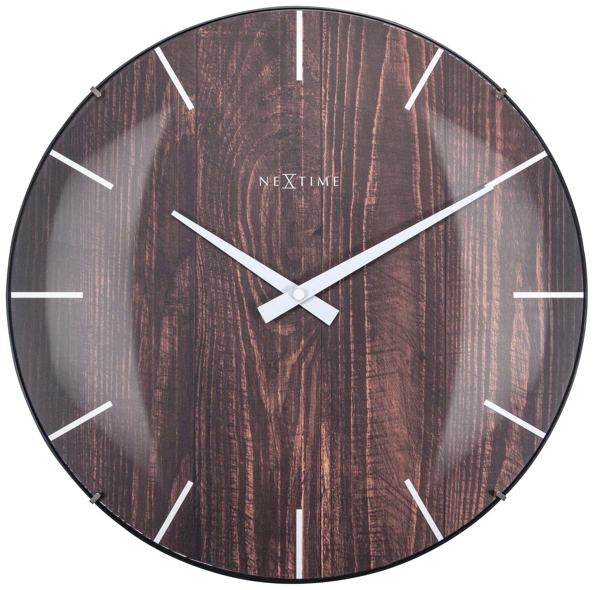 nextime-edge-wood-dome-wanduhr-35-cm-glas-holzprint image 8