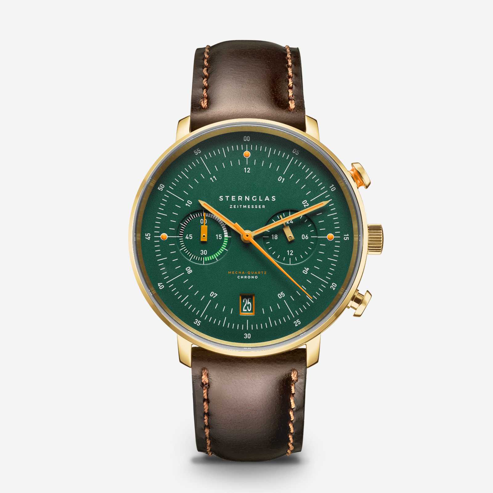 sternglas-hamburg-chrono-edition-vintage-herrenuhr-42-mm-gold-leder image 1