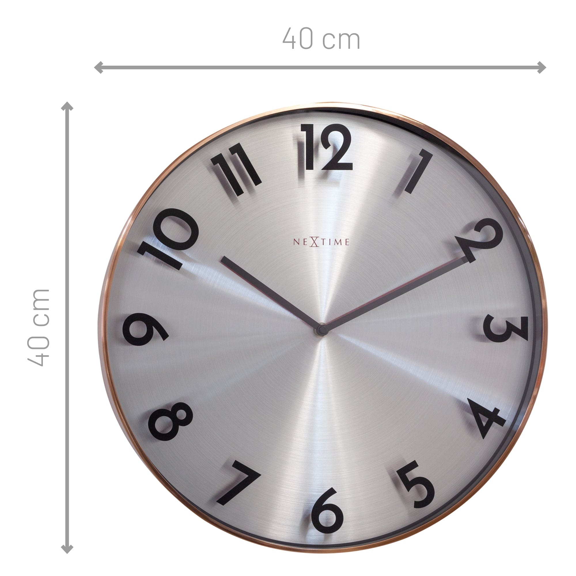 nextime-reflection-wanduhr-40cm-lautlos-metall-grau-kupfer image 5