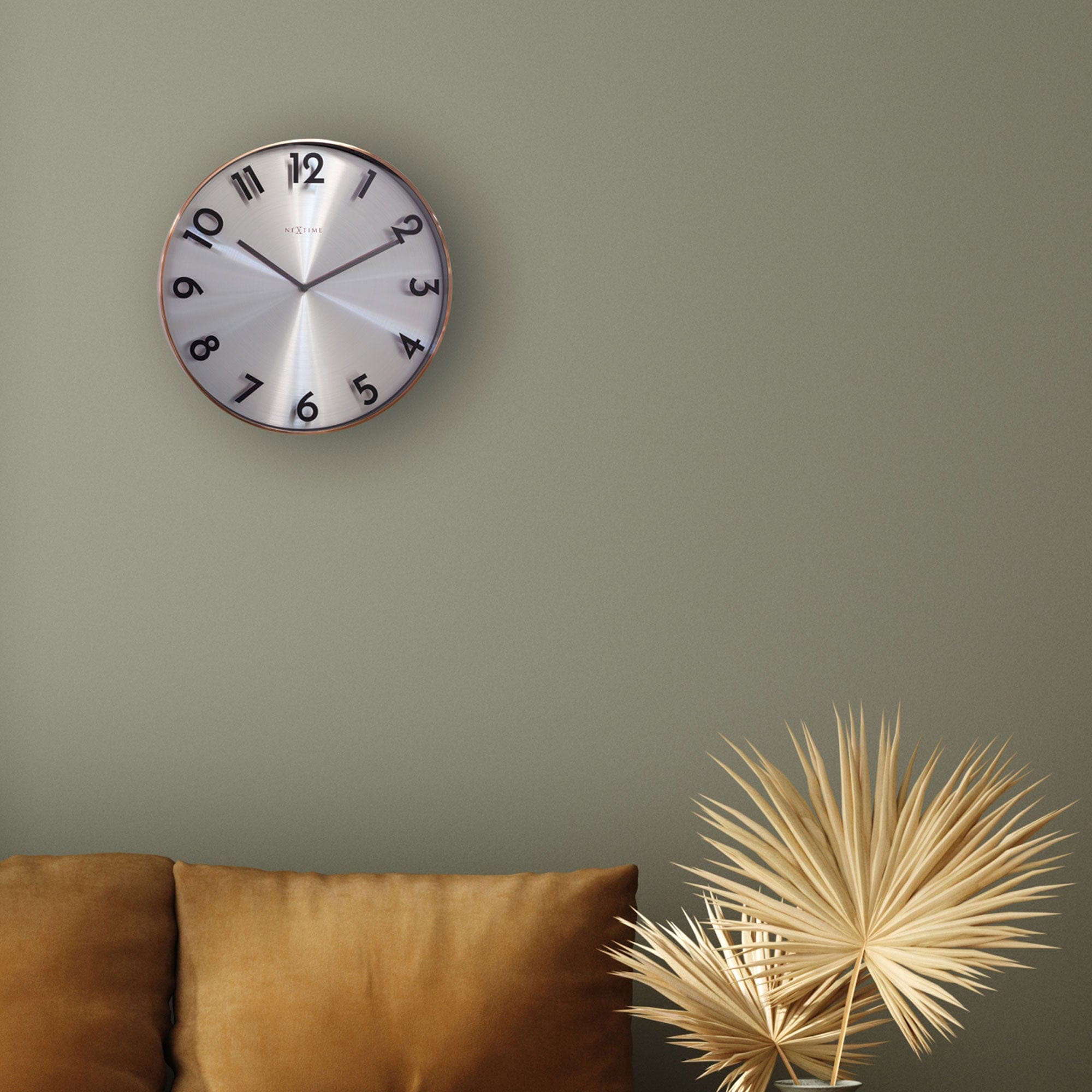 nextime-reflection-wanduhr-40cm-lautlos-metall-grau-kupfer image 3