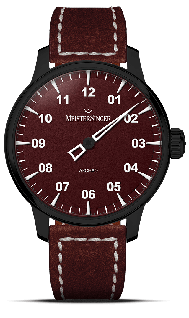 meistersinger-archao-dlc-rot-einzeigeruhr image 1