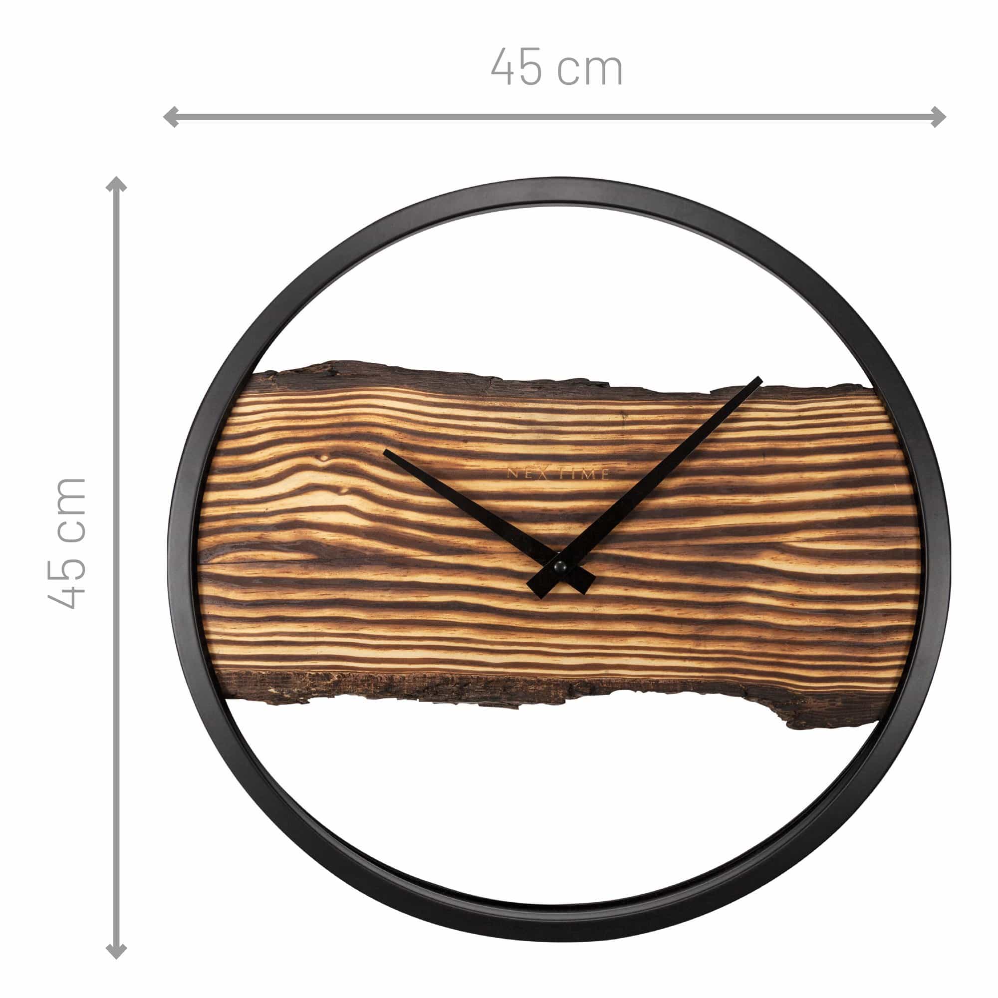 nextime-forest-holz-wanduhr-30-cm-holz-metall-schwarz-lautlos image 6