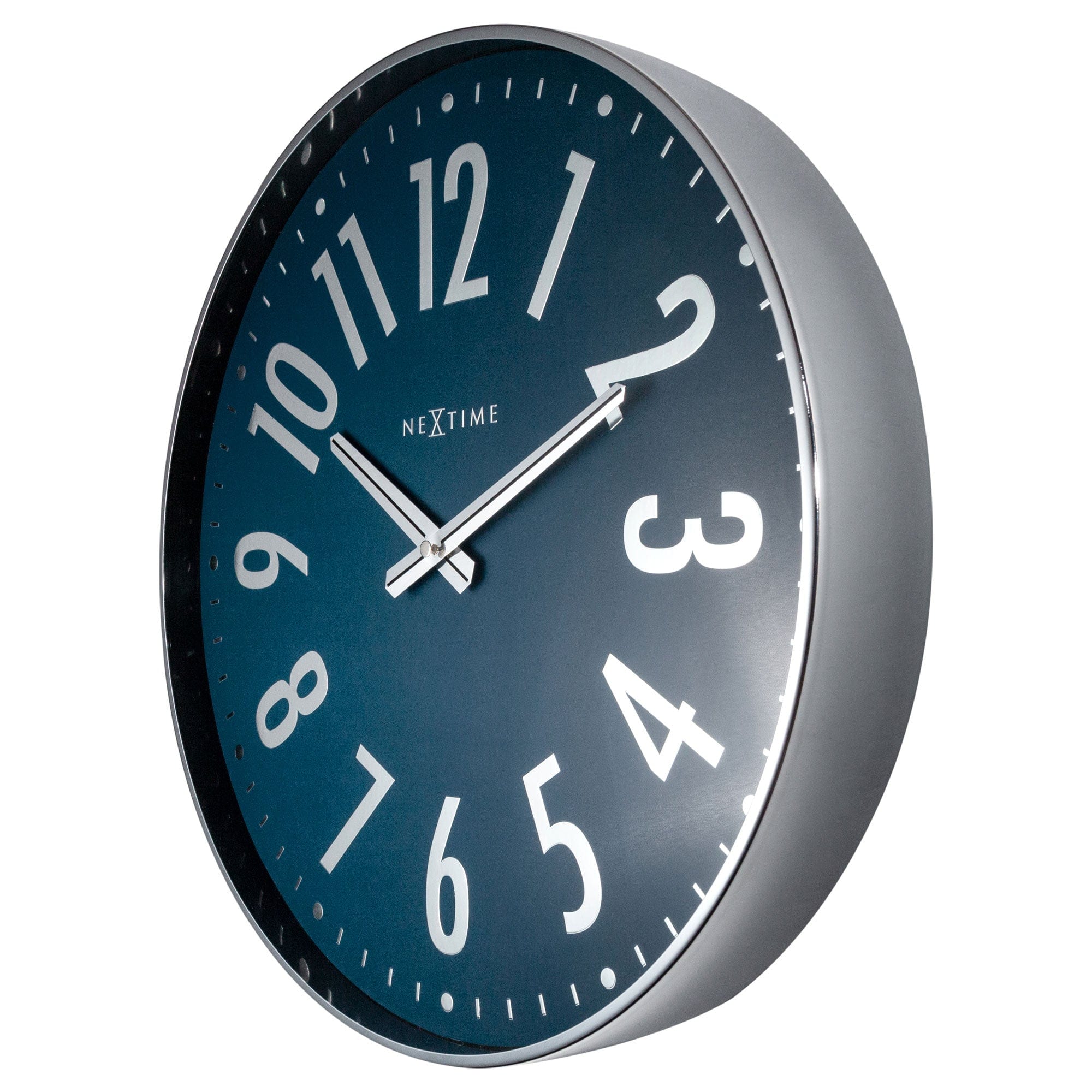 nextime-alchemy-wanduhr-40cm-lautlos-metall-silber-blau image 6
