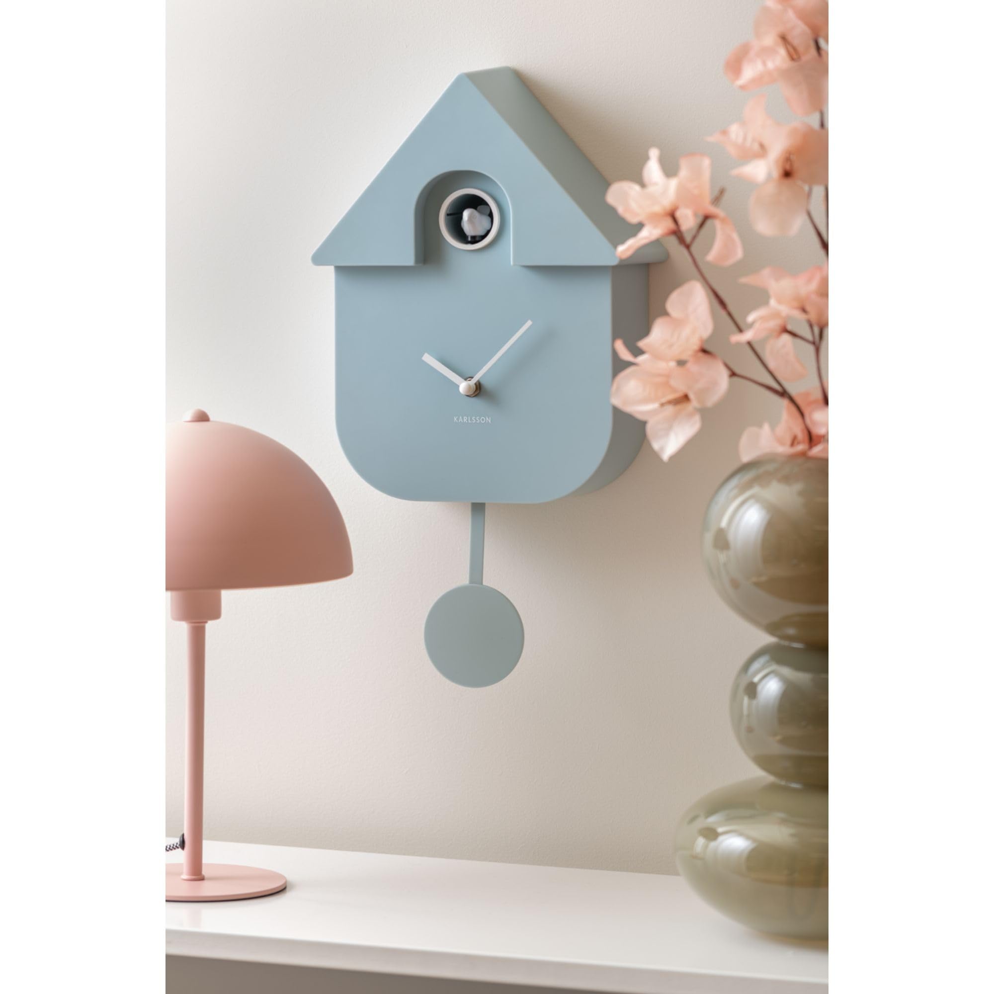 karlsson-modern-cuckoo-wanduhr-abs-mit-kuckuck-blau image 2