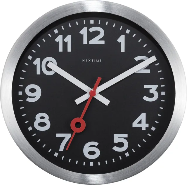 nextime-station-numbers-wand-und-tischuhr-19-cm-aluminium-schwarz image 1