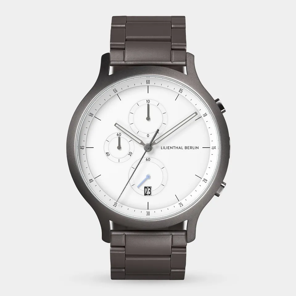 lilienthal-berlin-chronograph-armbanduhr-dark-silver-white image 1