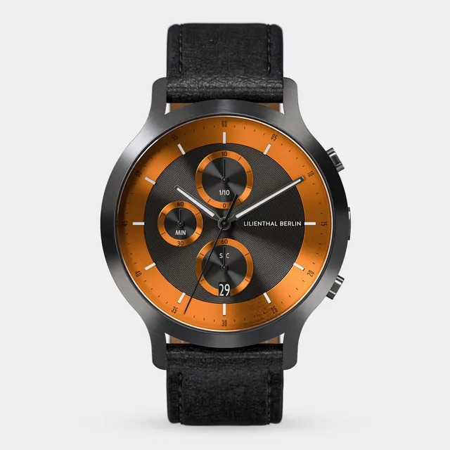 lilienthal-berlin-chronograph-lp-dark-silver-orange-edelstahl-chronograph image 1