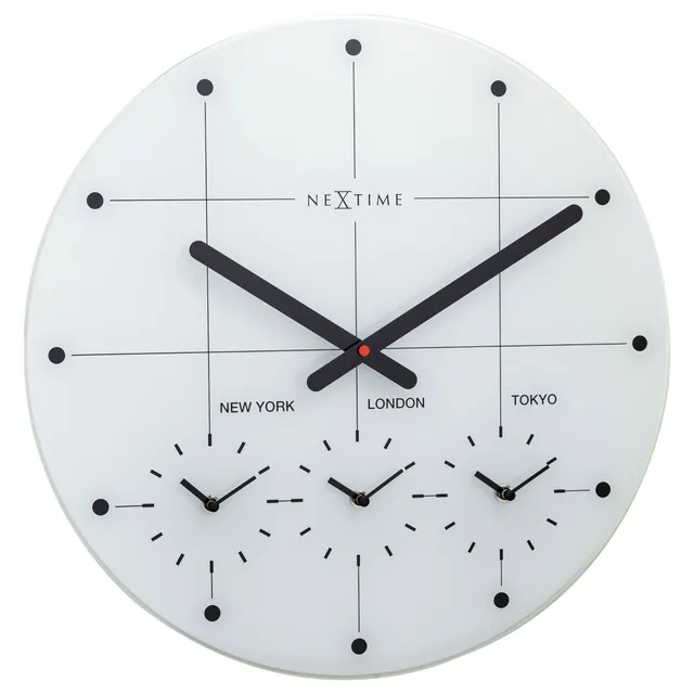 nextime-big-city-wanduhr-43-cm-glas-weltzeit-4-zonen-leise image 1