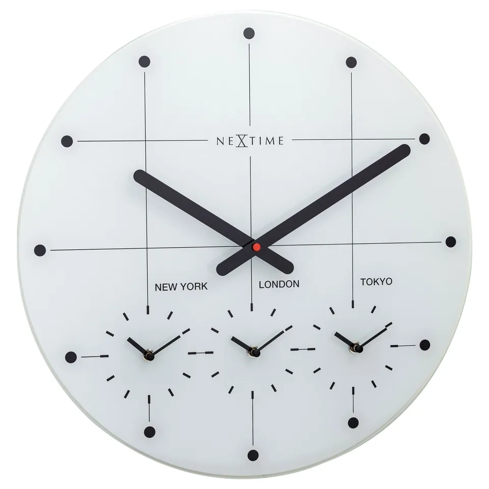nextime-big-city-wanduhr-43-cm-glas-weltzeit-4-zonen-leise image 1