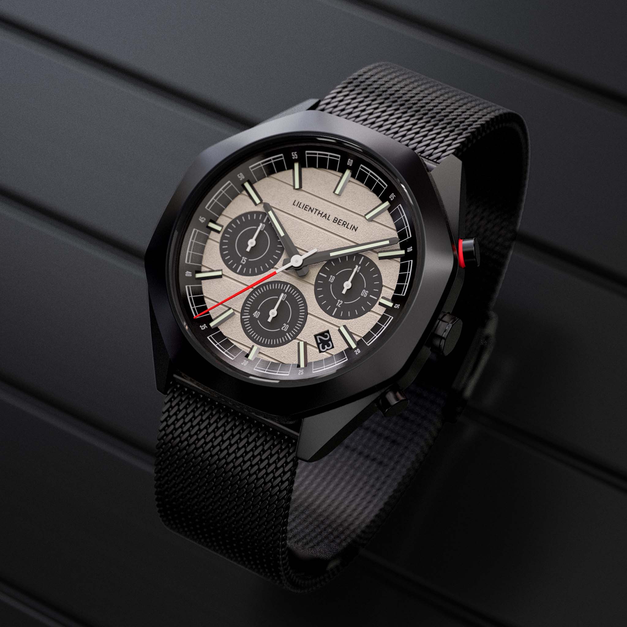 lilienthal-berlin-octachrono-black-sand-chronograph-40-mm-mit-mesh image 3