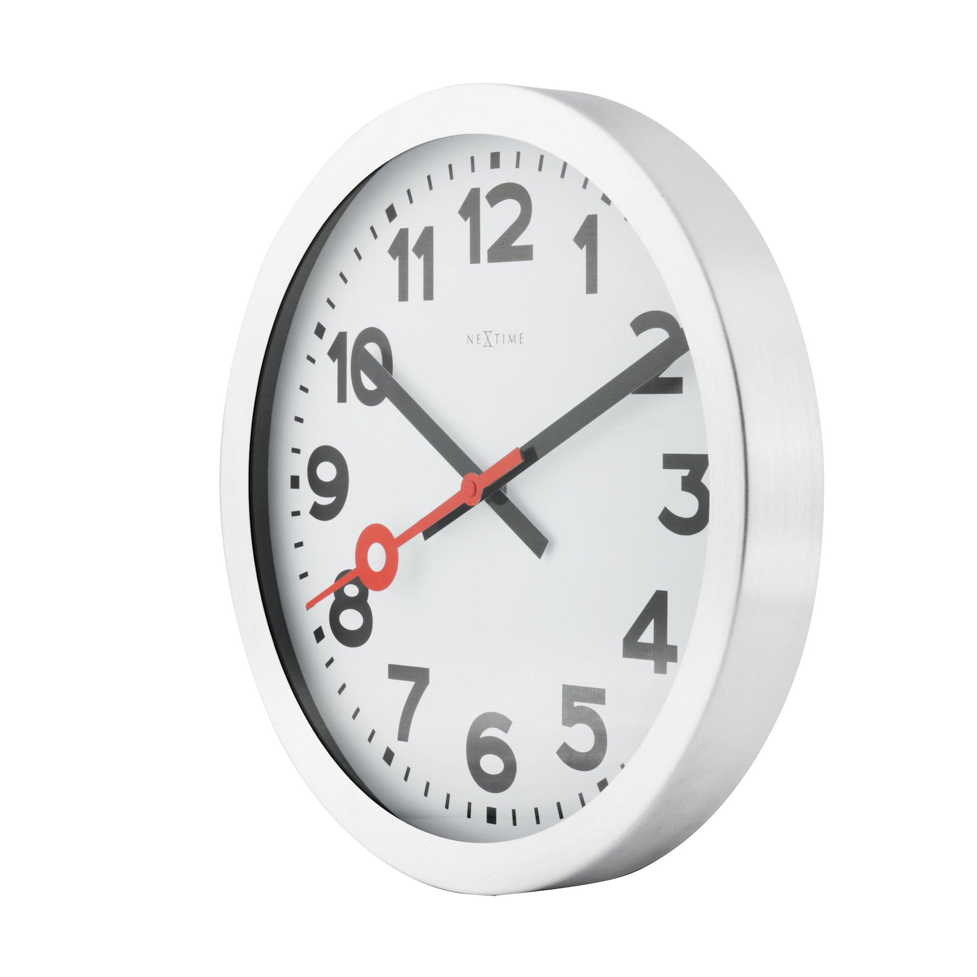 nextime-station-numbers-tisch-wanduhr-19cm-aluminium-wei-silber-lautlos image 6