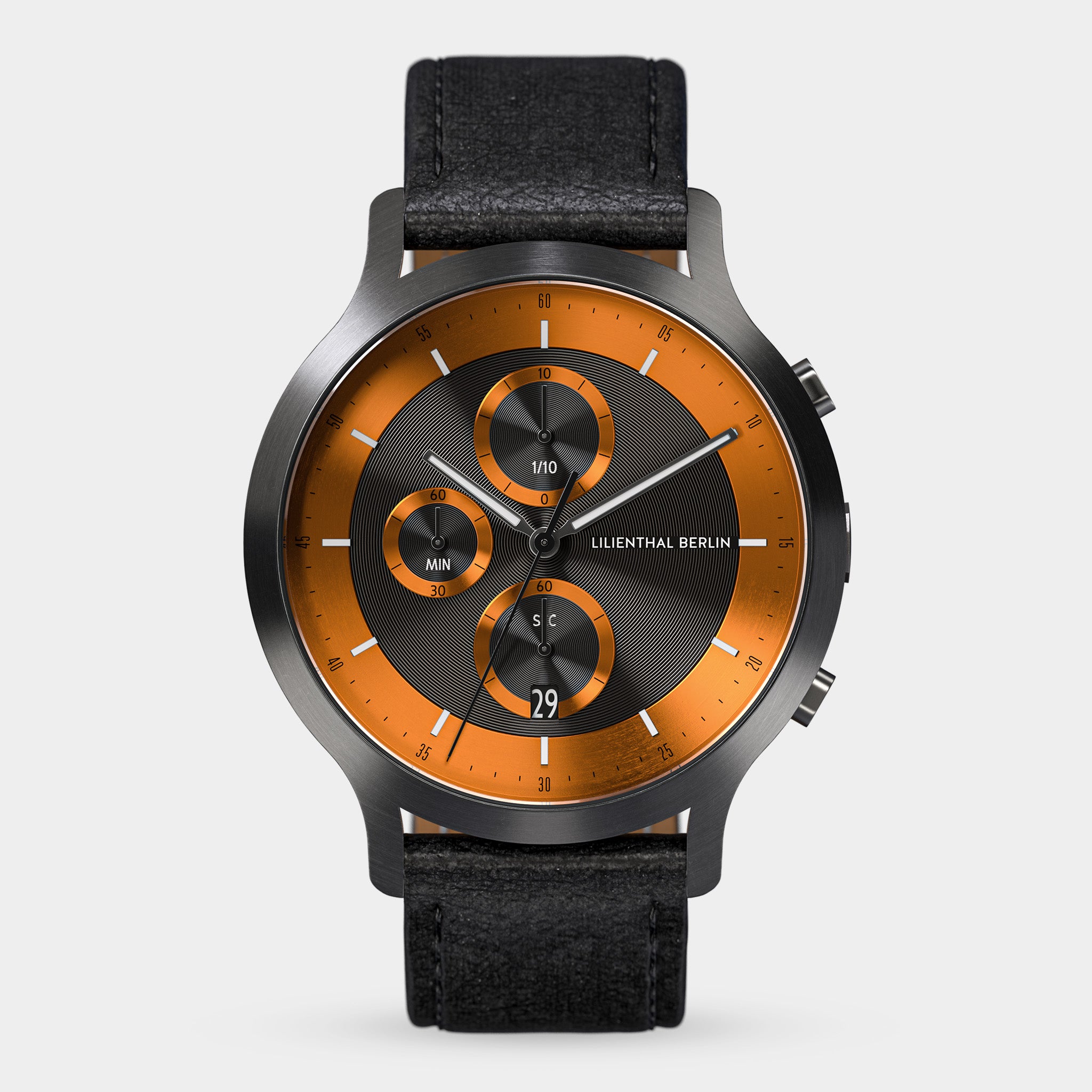 lilienthal-berlin-chronograph-lp-dark-silver-orange-edelstahl-chronograph image 1
