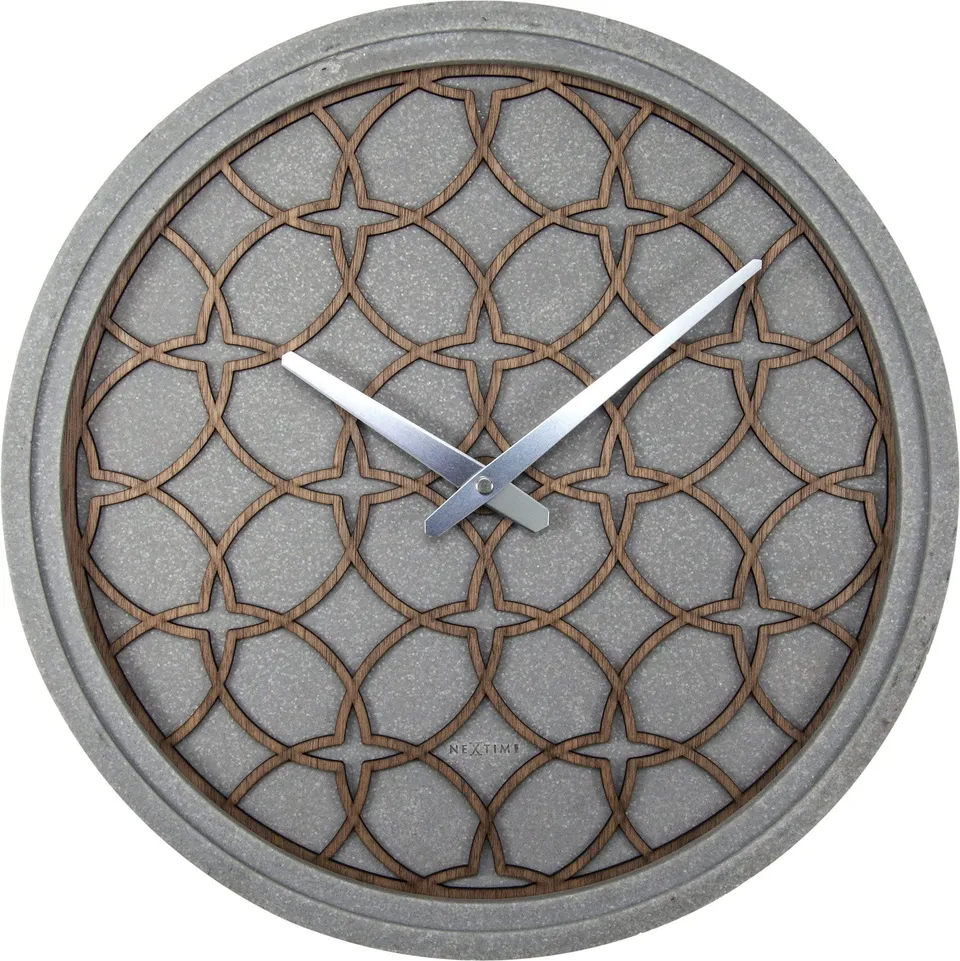 nextime-concreto-love-wanduhr-39-5-cm-polyresin-holz-grau image 1