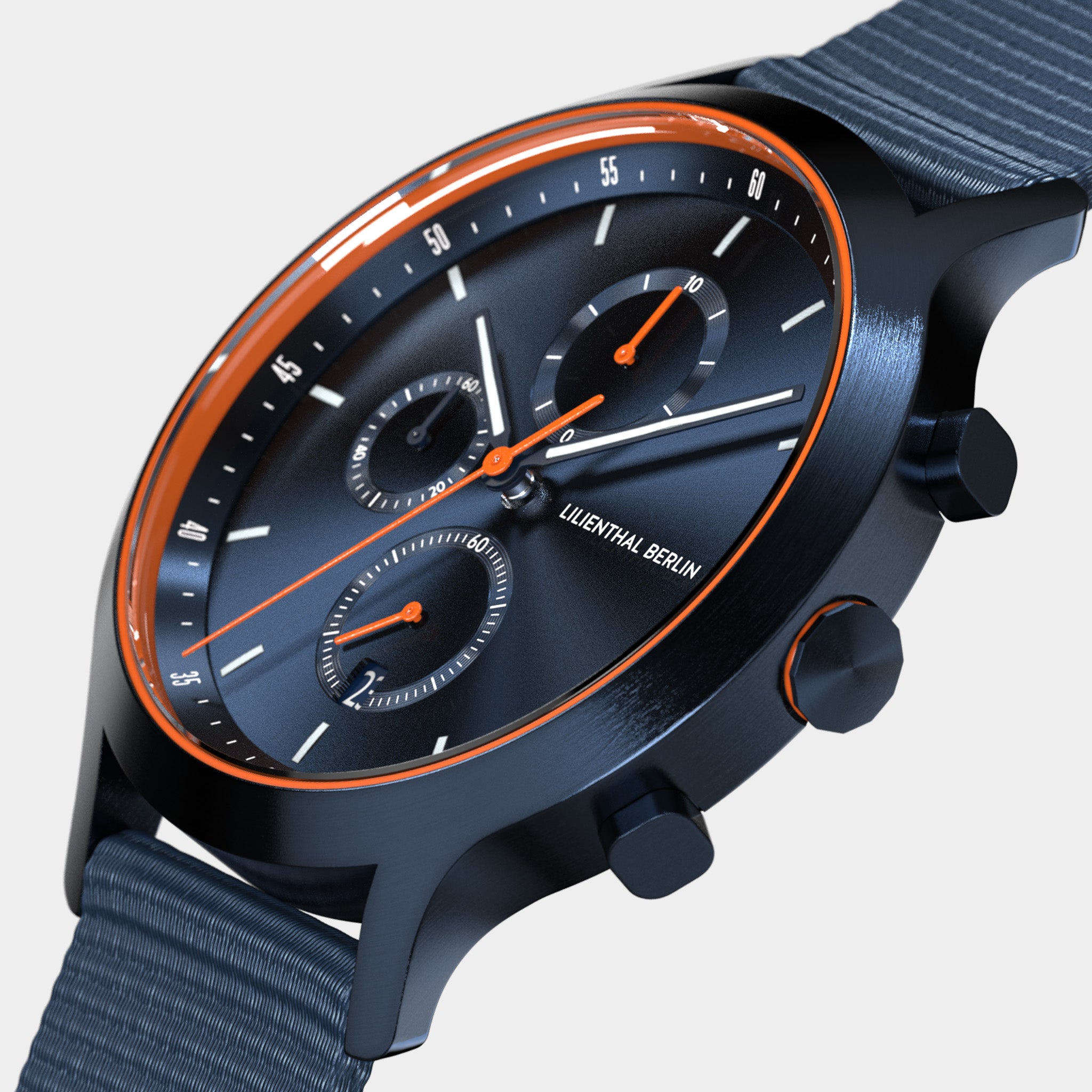 lilienthal-berlin-chronograph-blue-orange-herrenuhr image 2