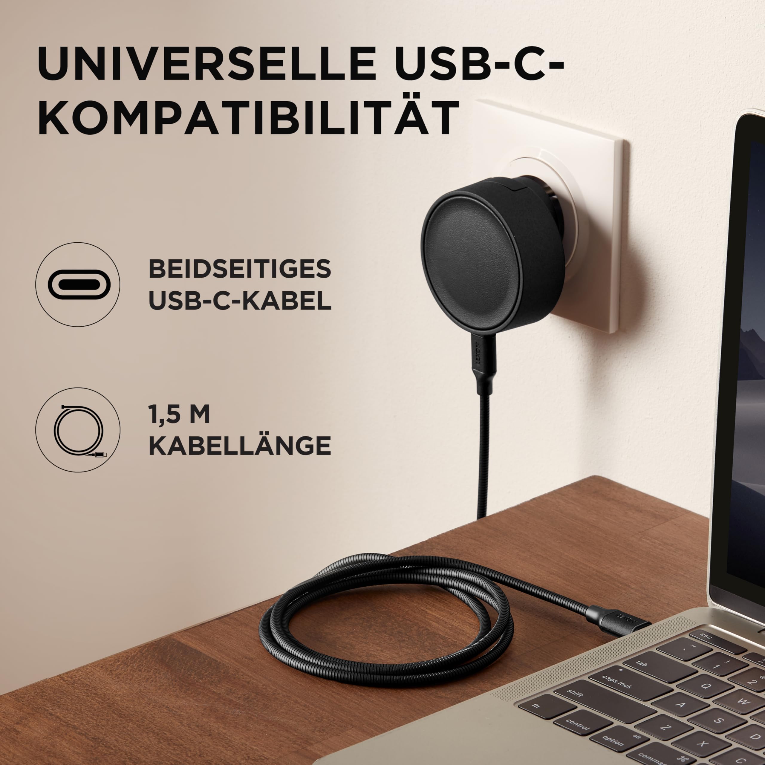 lexon-metali-c-usb-c-lade-und-sync-kabel-100w-1-5m-dunkelrot image 2