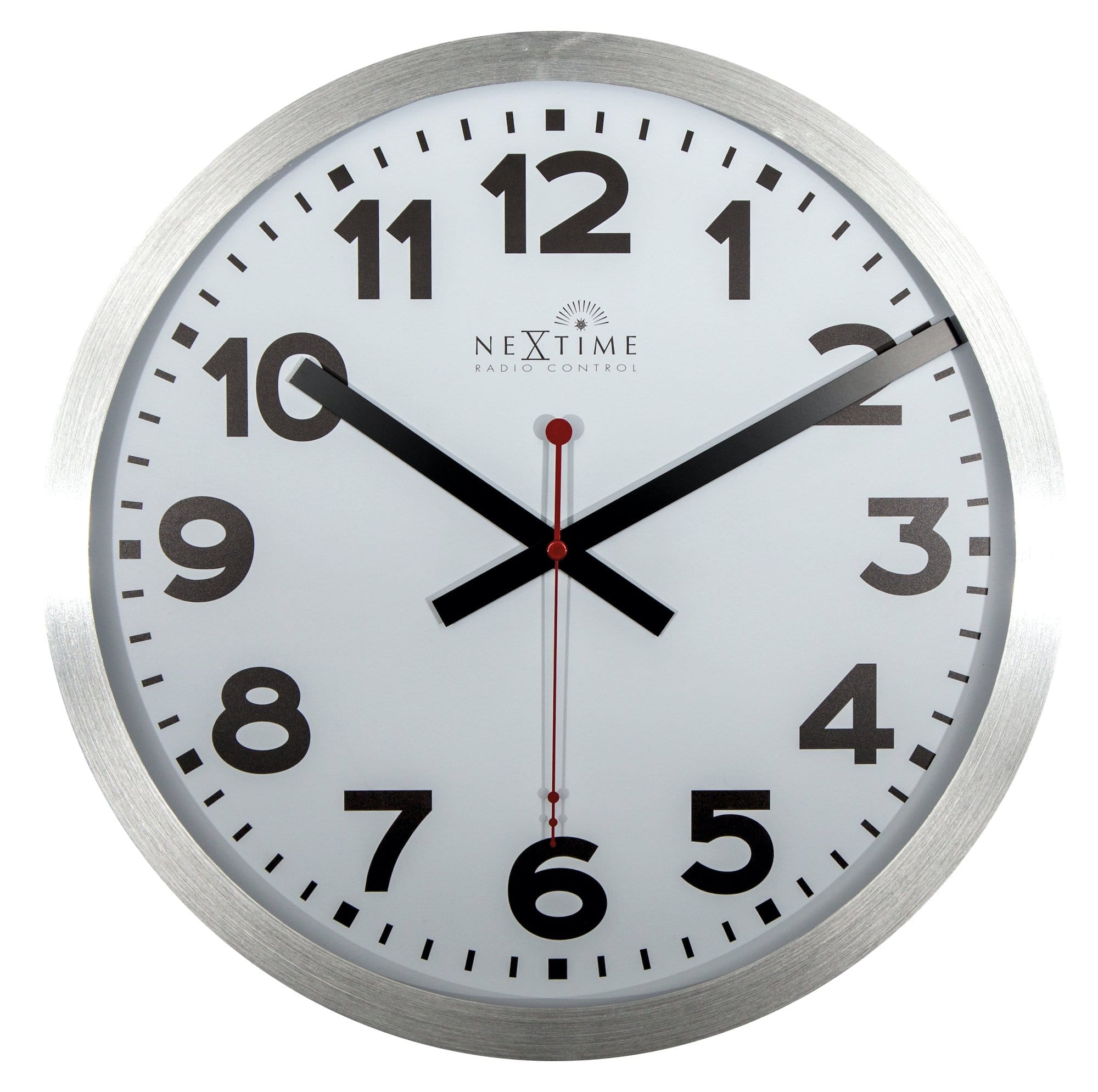 nextime-station-radio-controlled-dcf-wanduhr-35-cm-aluminium-wei image 1