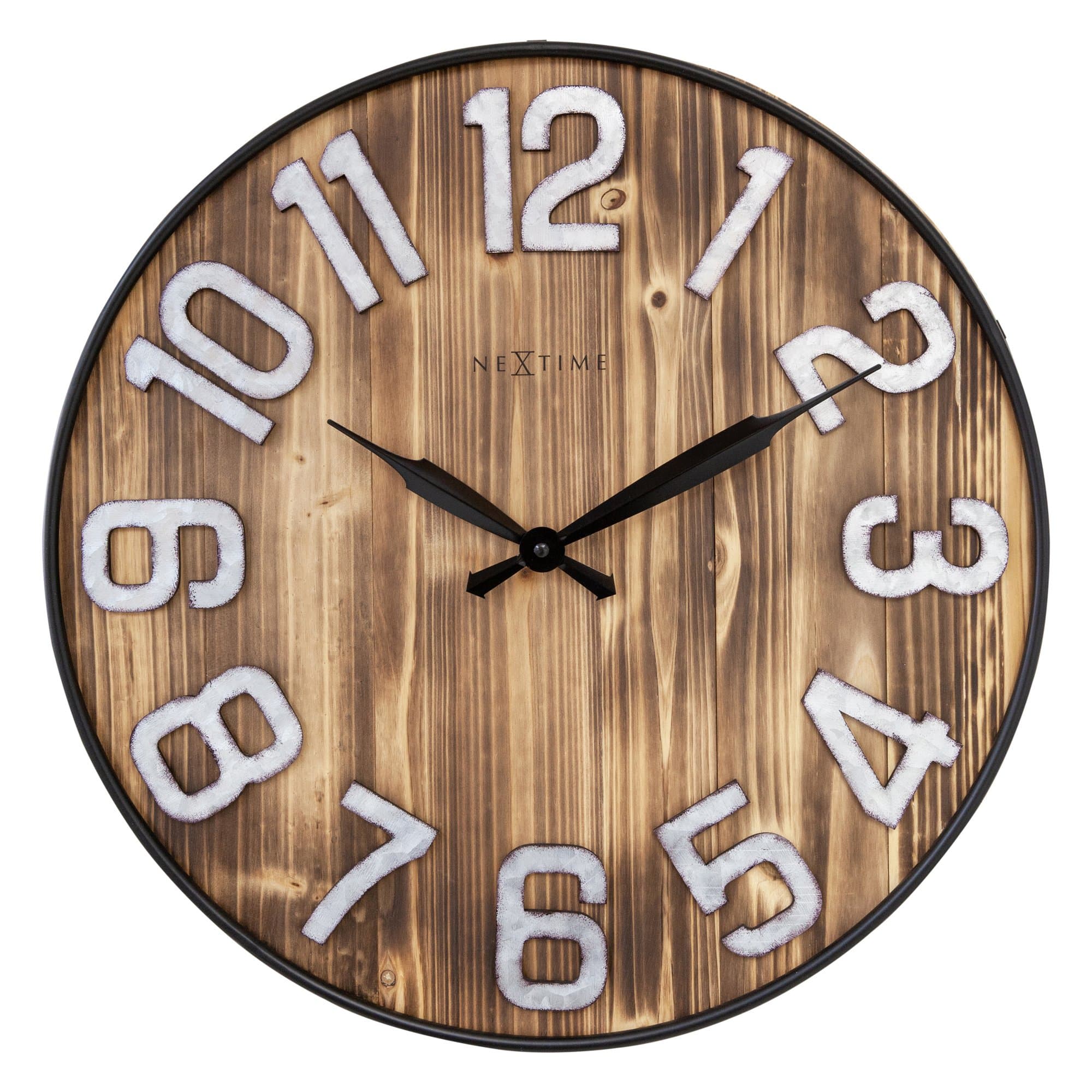 nextime-aberdeen-wanduhr-50-cm-holz-metall-braun image 1