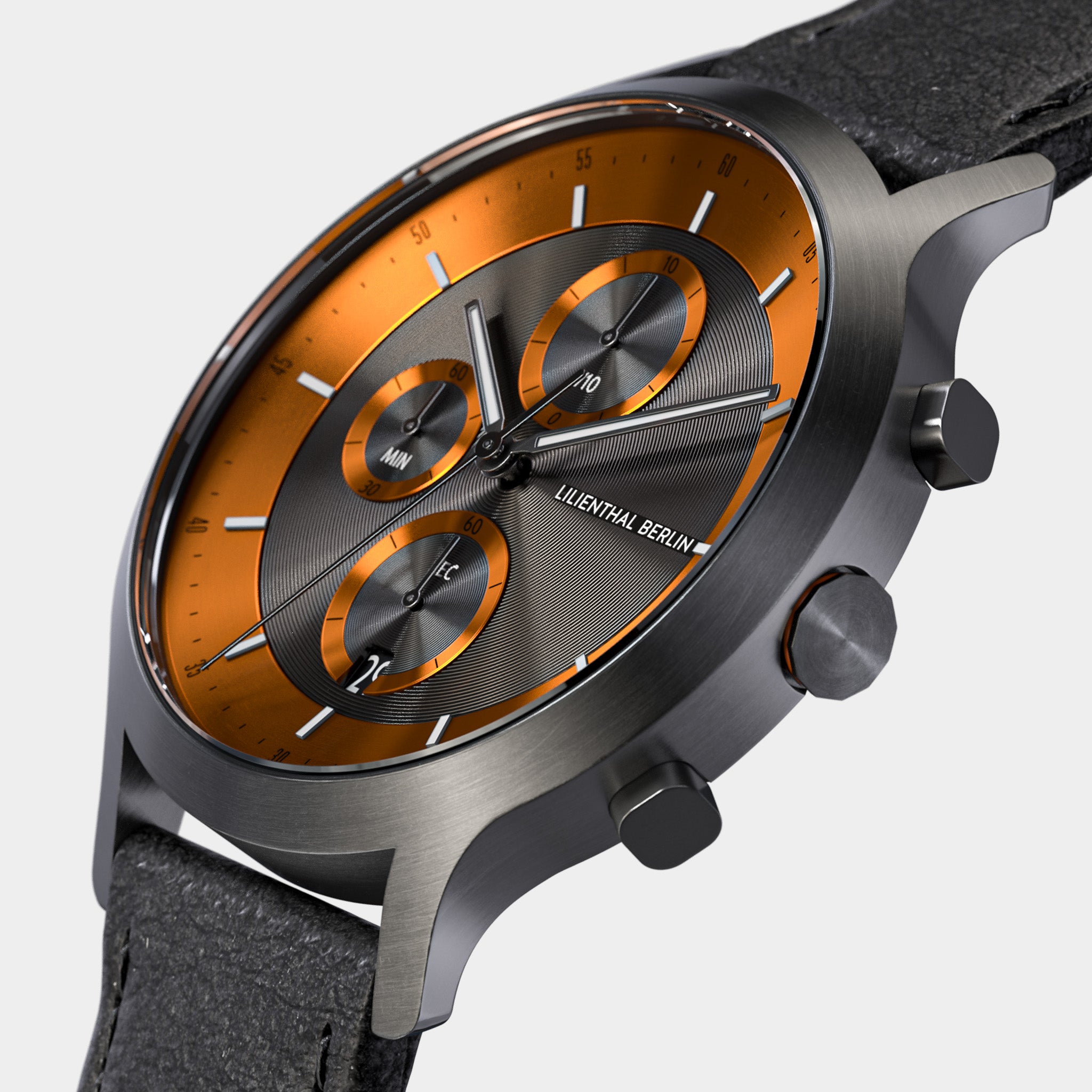 lilienthal-berlin-chronograph-lp-dark-silver-orange-edelstahl-chronograph image 2