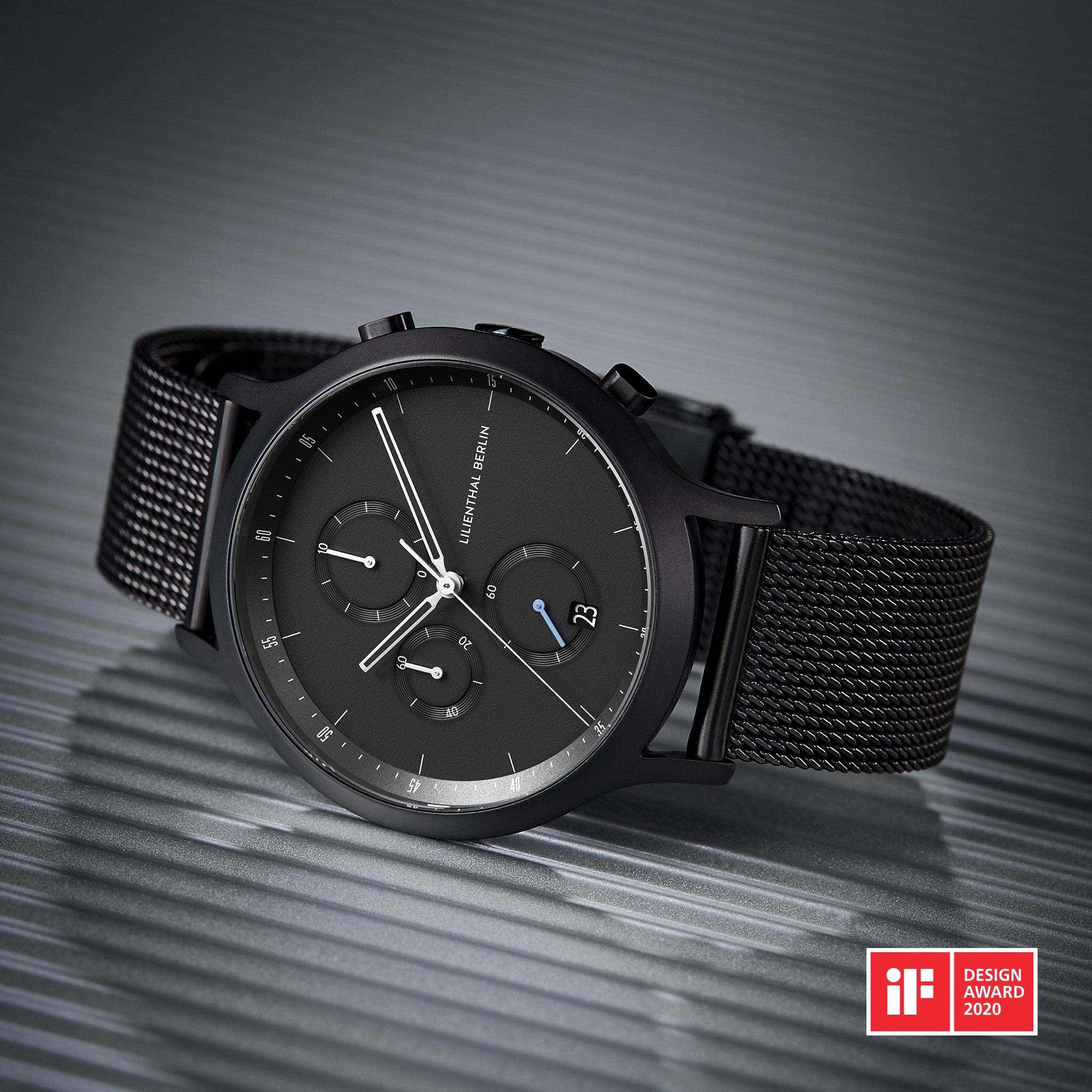 lilienthal-berlin-chronograph-all-black-mesh-armbanduhr image 3