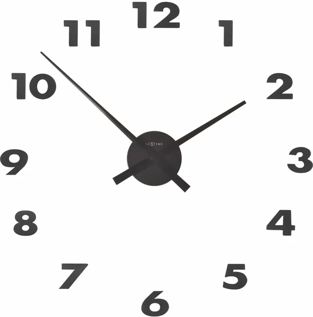 nextime-small-hands-wanduhr-48-cm-aluminium-diy-klebeziffern-schwarz image 1