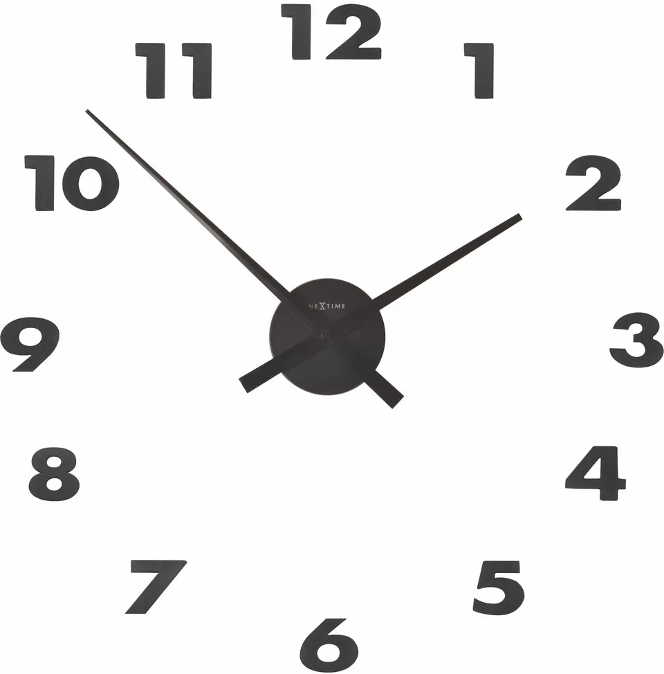 nextime-small-hands-wanduhr-48-cm-aluminium-diy-klebeziffern-schwarz image 1