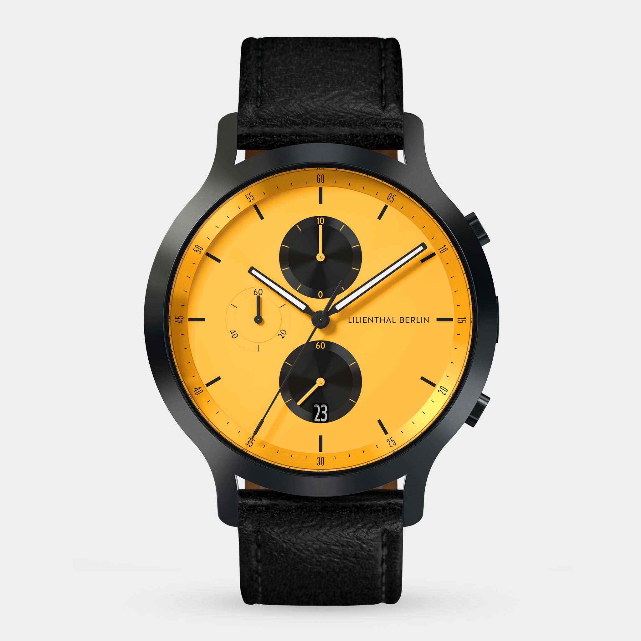 lilienthal-berlin-chronograph-line-2-armbanduhr-grau-gelb-leder image 1
