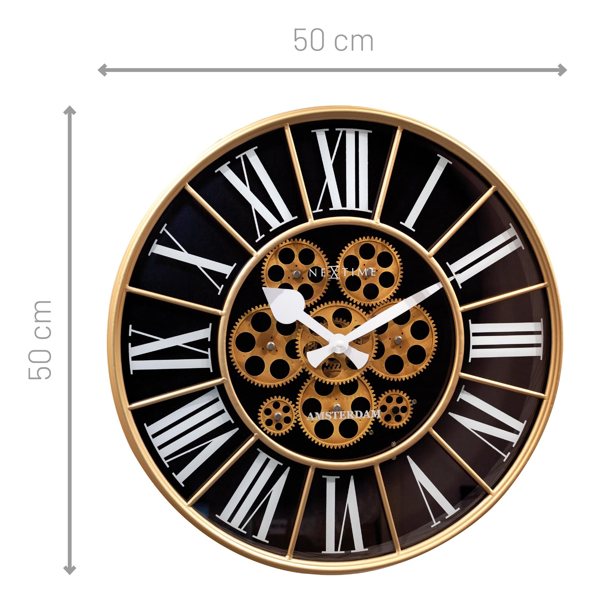 nextime-william-moving-gear-wanduhr-50-cm-gro-e-zahnrad-uhr-schwarz image 7