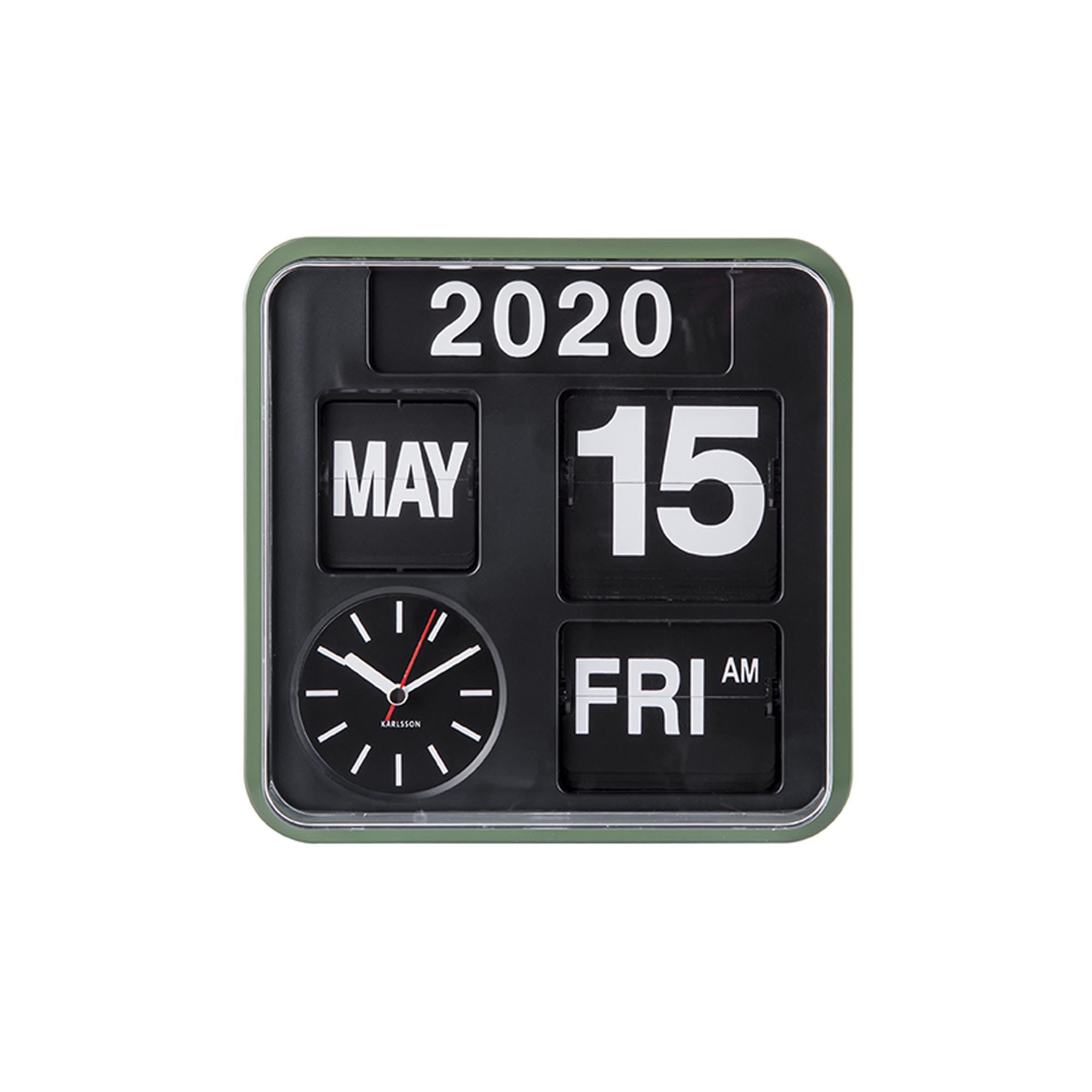karlsson-wanduhr-mini-flip-gr-n-schwarz-24x24x10cm-mit-datum image 3